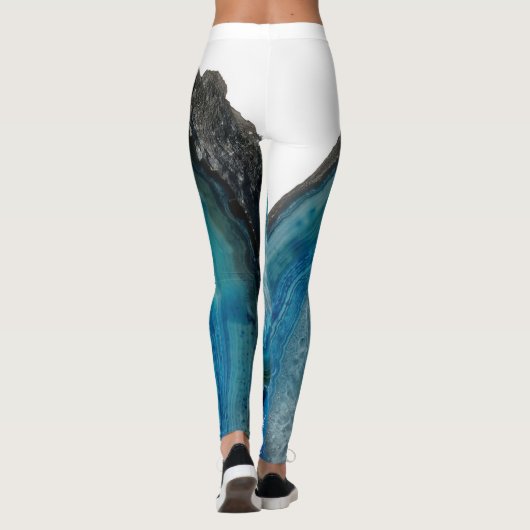 Cooler moderner blauer Achat-Edelstein-Felsen mit Leggings (Rückseite)