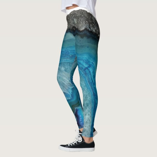 Cooler moderner blauer Achat-Edelstein-Felsen mit Leggings (Links)