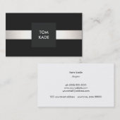Cooler moderner Designer Silber gestreift Schwarz Visitenkarte (Vorne/Hinten)