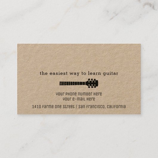 Cooler moderner Gitarrenlehrer Visitenkarte