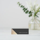 Cooler moderner Gold Black and Gold Geometric Desi Mini Visitenkarte (Stehend Vorderseite)