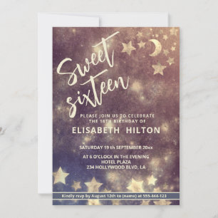 Cooler moderner Himmelsmond und Sterne süß 16 Einladung