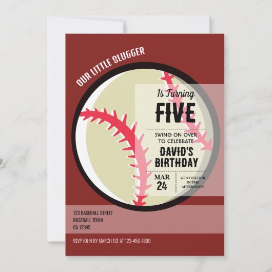 Cooler moderner Kleiner Slugger Baseball Geburtsta Einladung (Vorderseite)