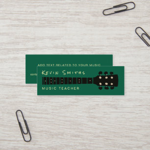 Cooler moderner Musiklehrer Green Mini Visitenkarte
