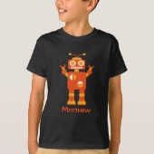 Cooler moderner orange Roboter-personalisierte T-Shirt (Vorderseite)