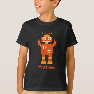 Cooler moderner orange Roboter-personalisierte T-Shirt