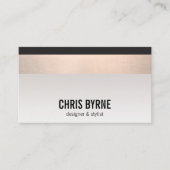 Cooler, moderner Schwarz-Kupfer-Rose-goldener Stre Visitenkarte (Vorderseite)