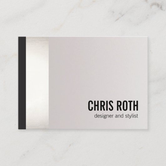 Cooler, moderner Schwarz und Silberstreifen grau Visitenkarte (Vorderseite)