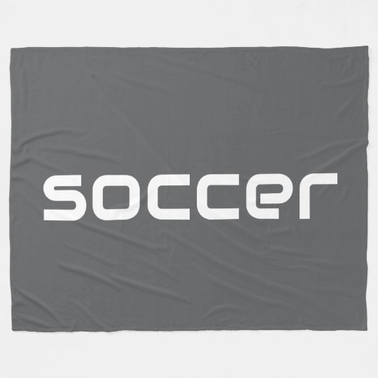 Cooler, moderner weißer SOCCER-Text auf mittelgrau Fleecedecke (Vorderseite (Horizontal))