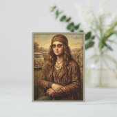 Cooler Mona Lisa Hippie Campervan Postkarte (Stehend Vorderseite)