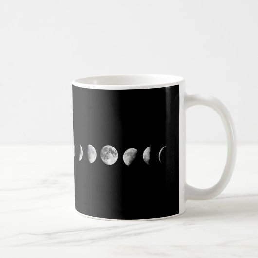 Cooler Mond teilt weiße Tasse in Phasen ein (Rechts)