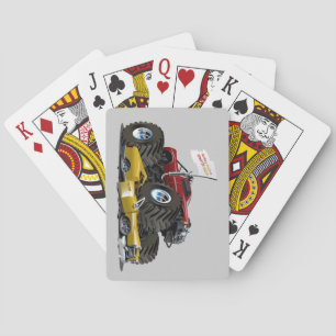 Cooler Monster-Lkw, der ein Zeichnend Auto zerklei Spielkarten