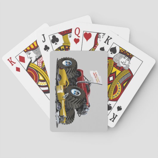 Cooler Monster-Lkw, der ein Zeichnend Auto zerklei Spielkarten (Rückseite)