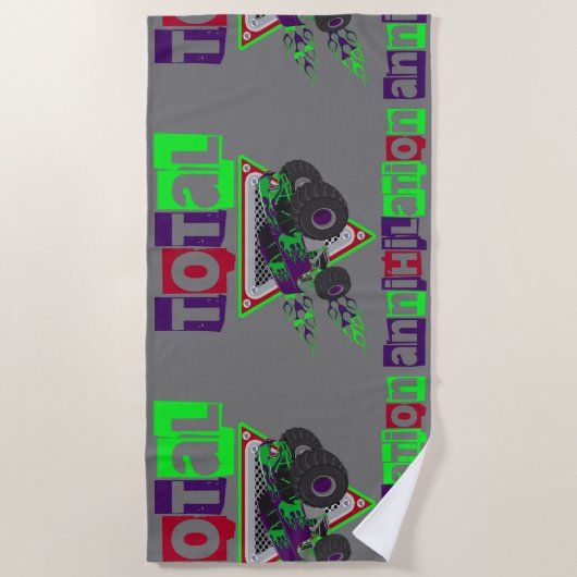 cooler Monster-Lkw-Hartkernpool oder Strandtuch (Vorderseite)