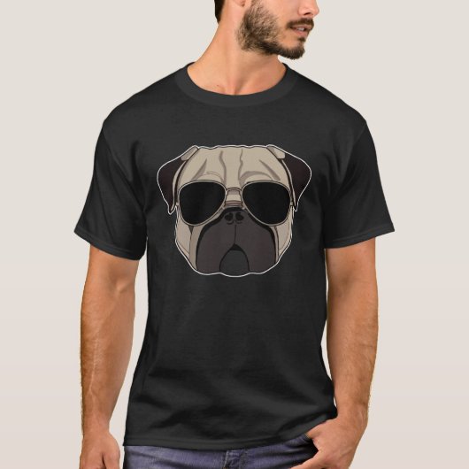 Cooler Mops Hipster-Mops mit Sonnenbrille T-Shirt (Vorderseite)