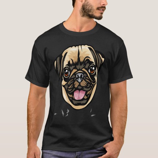 Cooler Mops-Hund Gesicht T-Shirt (Vorderseite)