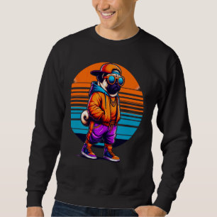 Cooler Mops Hund Moderner Städtischer Stil Sunset  Sweatshirt