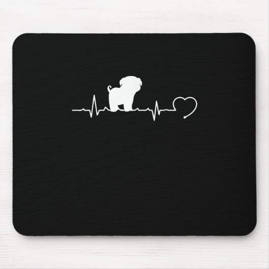 Cooler Mops Hund Rasse Heartbeat Welpe Mousepad (Vorne)