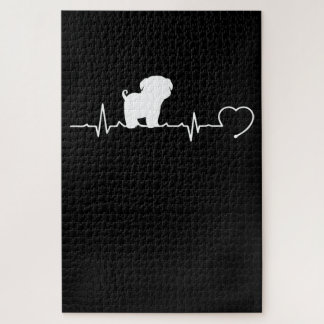 Cooler Mops Hund Rasse Heartbeat Welpe Puzzle