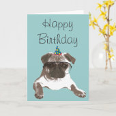 Cooler Mops in Brillen Happy Birthday Card Karte (Gelbe Blume)