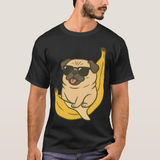 Cooler Mops mit Sonnenbrille auf Banane - Lustiger T-Shirt