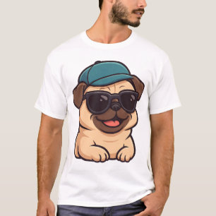 Cooler Mops mit Sonnenbrille Sommerfreude Cartoon T-Shirt