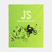 Cooler Motorradfahrer | Grün Fleecedecke (Vorderseite)