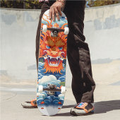 Cooler Mythischer Drachenkopf Orange Blue Hue Skateboard