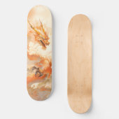 Cooler mythischer Goldener Drache in Wolken Skateboard (Vorderseite)