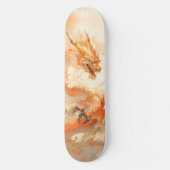 Cooler mythischer Goldener Drache in Wolken Skateboard (Vorderseite)