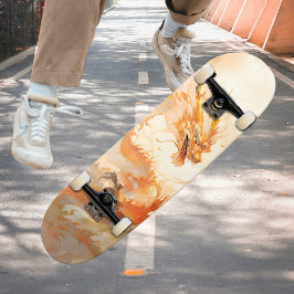 Cooler mythischer Goldener Drache in Wolken Skateboard