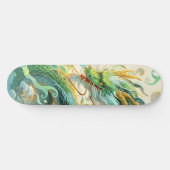 Cooler Mythischer Grüner Drache in Wolken Skateboard (Horizontal)