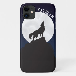 Cooler nächtlicher Sky Moon mit Wolf Personalisier Case-Mate iPhone Hülle