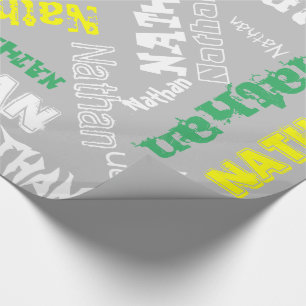 Cooler Name Collage Moderne Typografie Benutzerdef Geschenkpapier