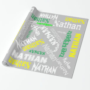 Cooler Name Collage Moderne Typografie Benutzerdef Geschenkpapier