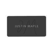 Cooler Name und Monogramm | Dunkelgrau Adressaufkleber (Vorne)