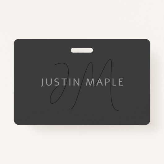 Cooler Name und Monogramm | Dunkelgrau Ausweis (Vorderseite)