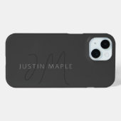 Cooler Name und Monogramm | Dunkelgrau Case-Mate iPhone Hülle (Rückseite (Horizontal))