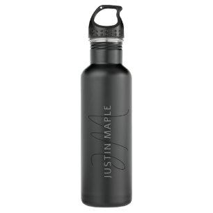 Cooler Name und Monogramm   Dunkelgrau Edelstahlflasche
