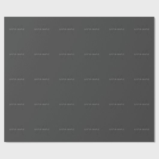 Cooler Name und Monogramm | Dunkelgrau Geschenkpapier (Flach)