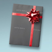 Cooler Name und Monogramm | Dunkelgrau Geschenkpapier