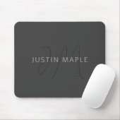 Cooler Name und Monogramm | Dunkelgrau Mousepad (Mit Mouse)