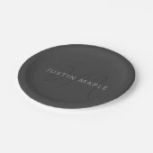 Cooler Name und Monogramm | Dunkelgrau Pappteller (Schrägansicht)