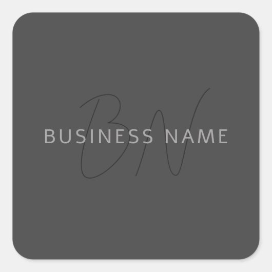 Cooler Name und Monogramm | Dunkelgrau Quadratischer Aufkleber (Vorderseite)