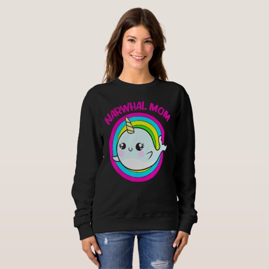 Cooler Narwhal für die Mama Mutter Regenbogen Osts Sweatshirt (Vorne ganz)
