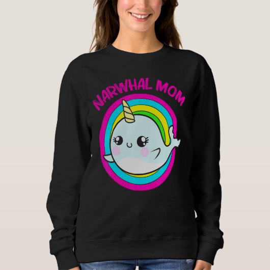 Cooler Narwhal für die Mama Mutter Regenbogen Osts Sweatshirt (Vorderseite)