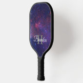Cooler Navy Blue Monogram Custom Galaxy Nebel Pickleball Schläger (Links)