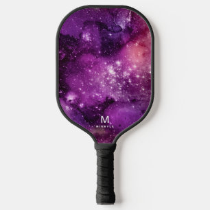 Cooler Nebula Galaxy Monogramm Name Lila Pickleball Schläger