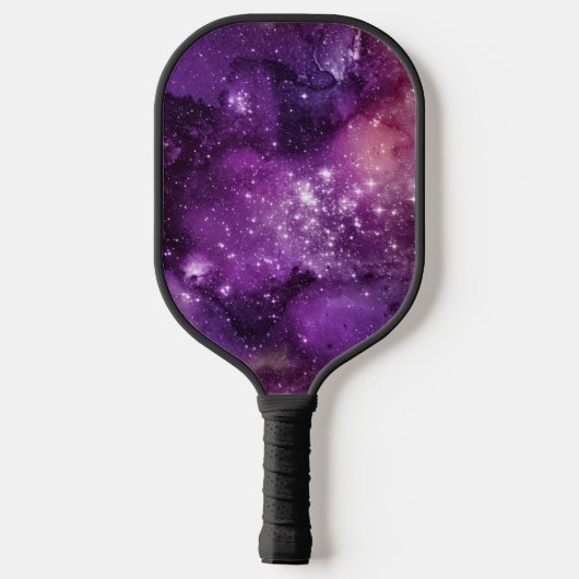 Cooler Nebula Galaxy Monogramm Name Lila Pickleball Schläger (Rückseite)