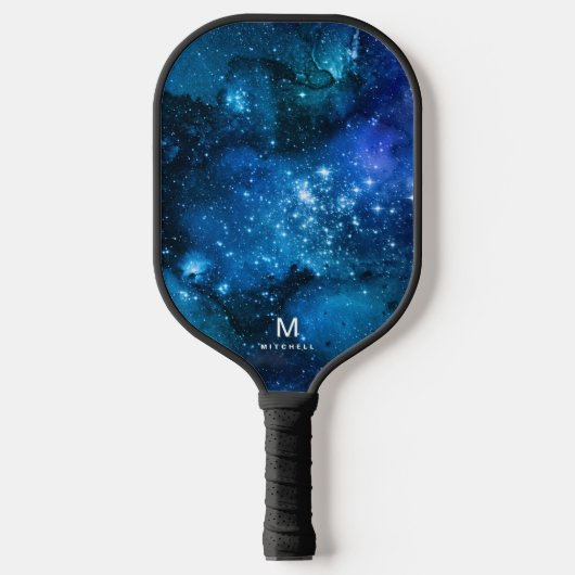 Cooler Nebula Galaxy Monogramm Name Pickleball Pad Pickleball Schläger (Vorderseite)